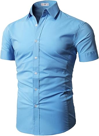 Camisa manga corta entallada hombre Clearance
