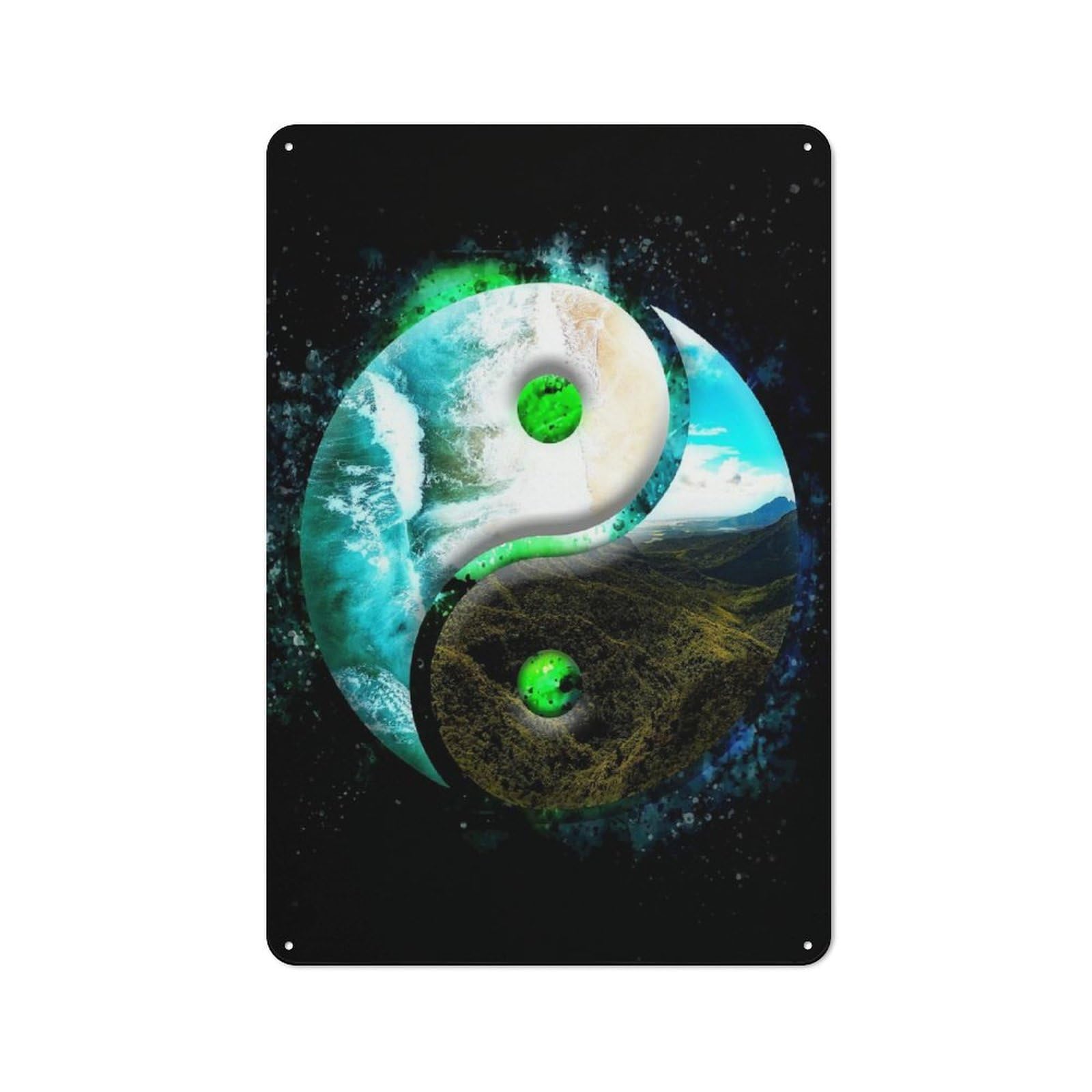 Yin Yang Nature Balance Industrial-style Tin Sign 30x20cm for Café Or Home Bar, for Cooler-month Interiors with Industrial Character