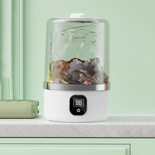 Miniatura 6 de Mini lavadora portátil, 4.92 x 4.92 x 7.87 pulgadas, lavadora para limpieza de ropa interior, aparato de limpieza recargable con diseño compacto,