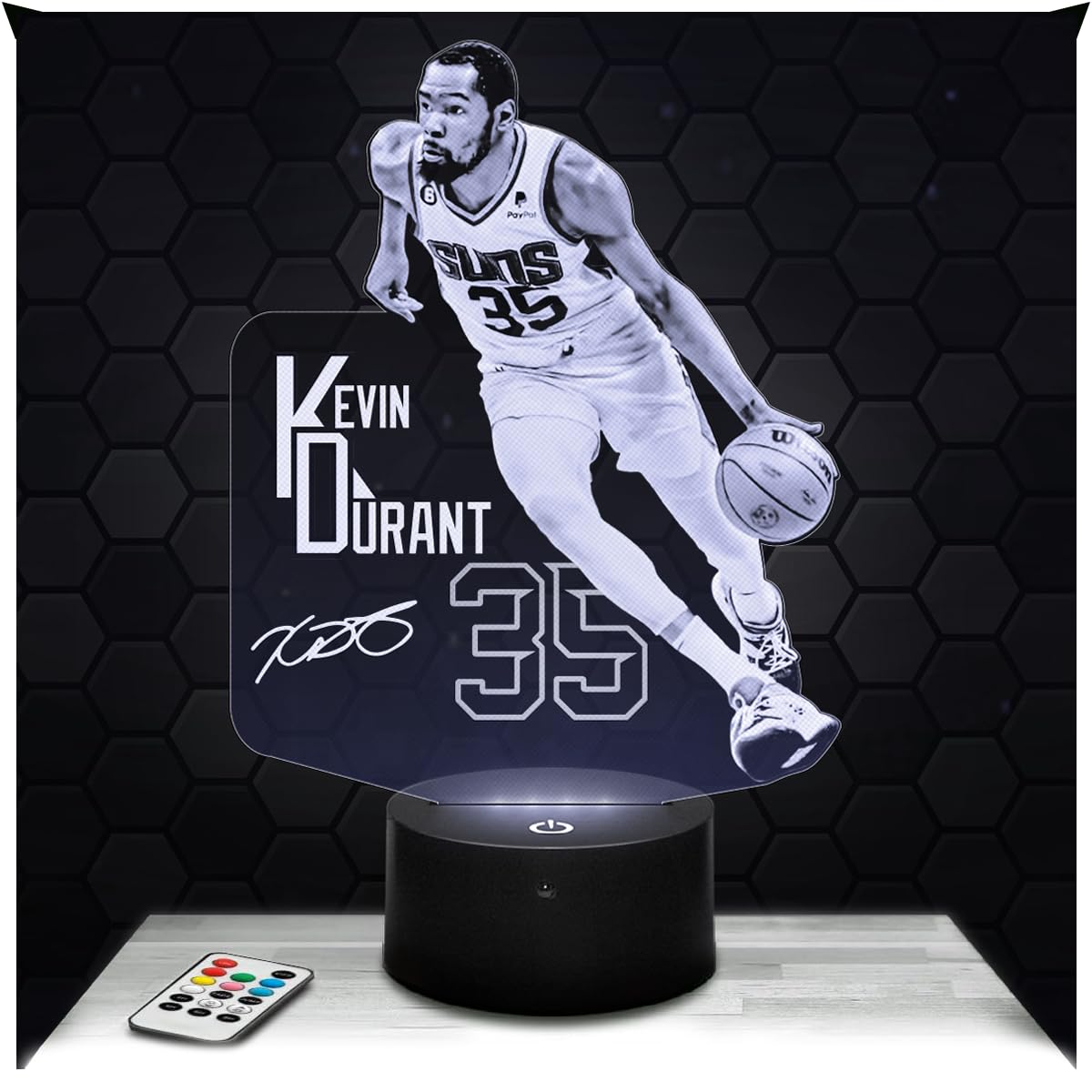 Lampephoto.fr - Kevin Durant 3D Lamp, Night Light 3D LED Illusion Lamp, Basketball Decoration USA, Gift Idea for Sporty Men, Gift idea for Boy's and Girl's Room, Decor for Children's Bedroom