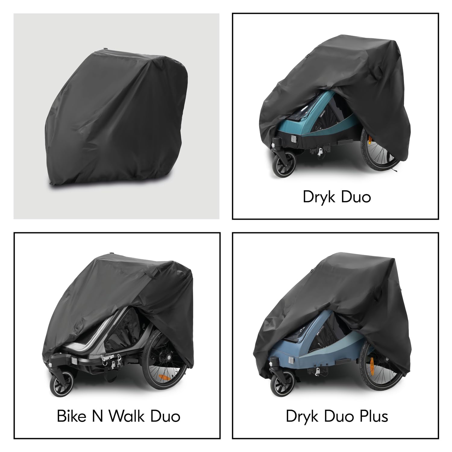 hauck Universal Bike Trailer Cover, Black, 95 x 105 x 109 cm Compatible with Dryk Duo, Dryk Duo Plus, Bike N Walk Duo - Image 3