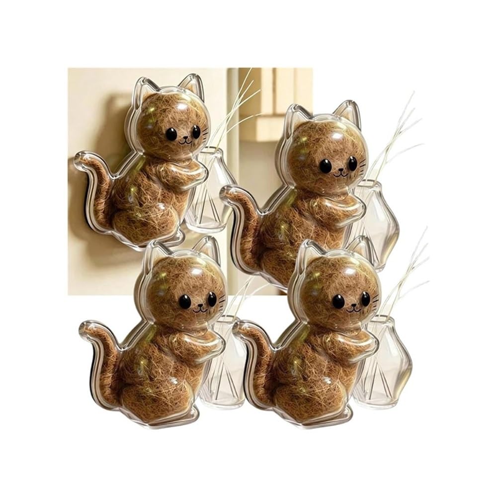 Ropicean 4Pcs Cute Kitty Fridge Magnet Keepsake Box for Pet Fur & Whiskers Storage(Cat hair)