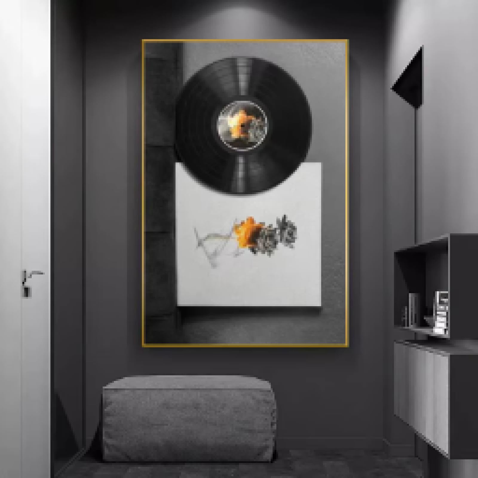 BMGKYAGL Retro płyty winylowe plakaty abstrakcyjne wydruki na płótnie sztuka ścienna obraz do salonu nowoczesna dekoracja domu 80 x 120 cm bez ramy