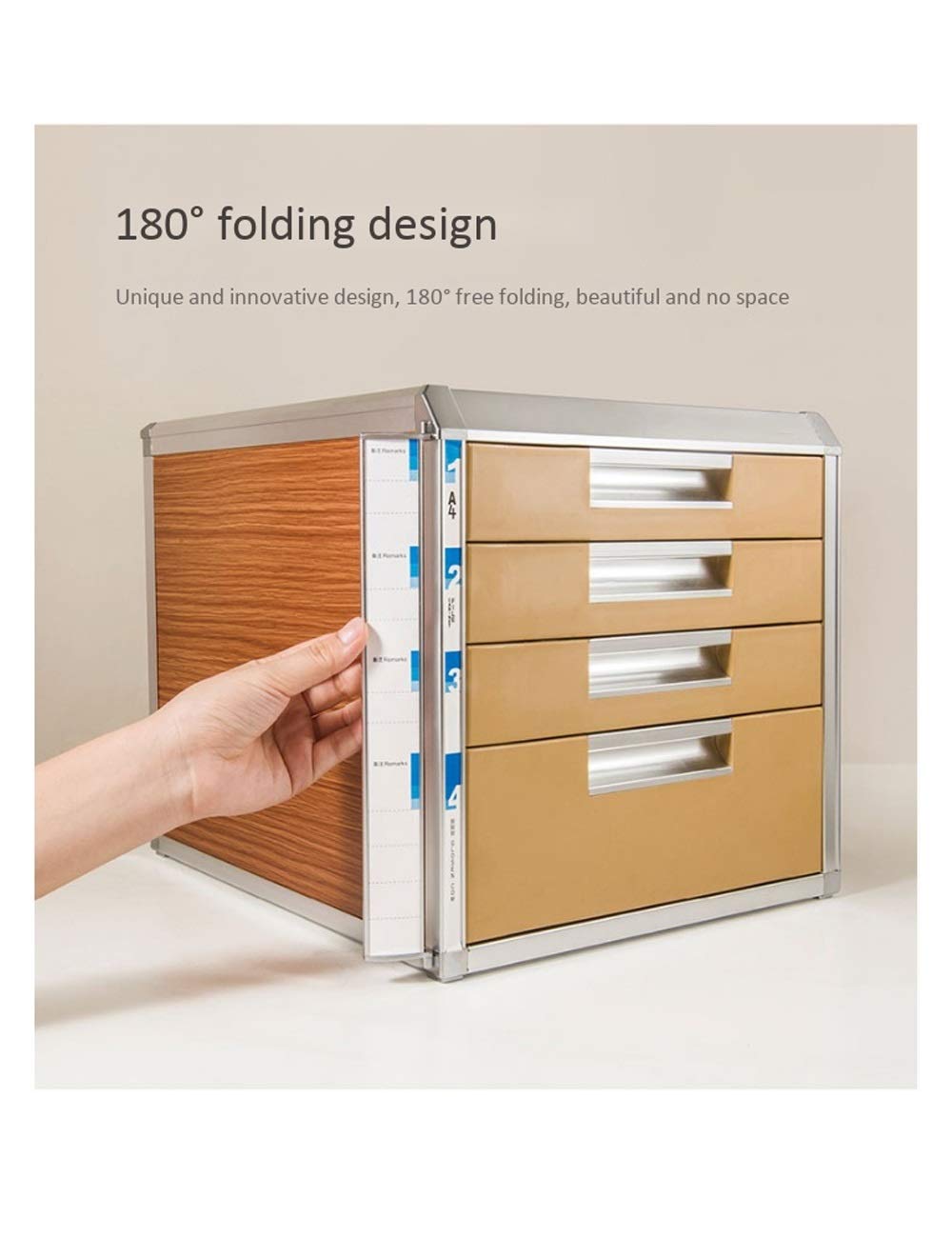 Armadio per file desktop in lega di alluminio con bordo in legno e porta file in plastica Family Office nizer per archivio Storage Manager desktop al 4 ° piano