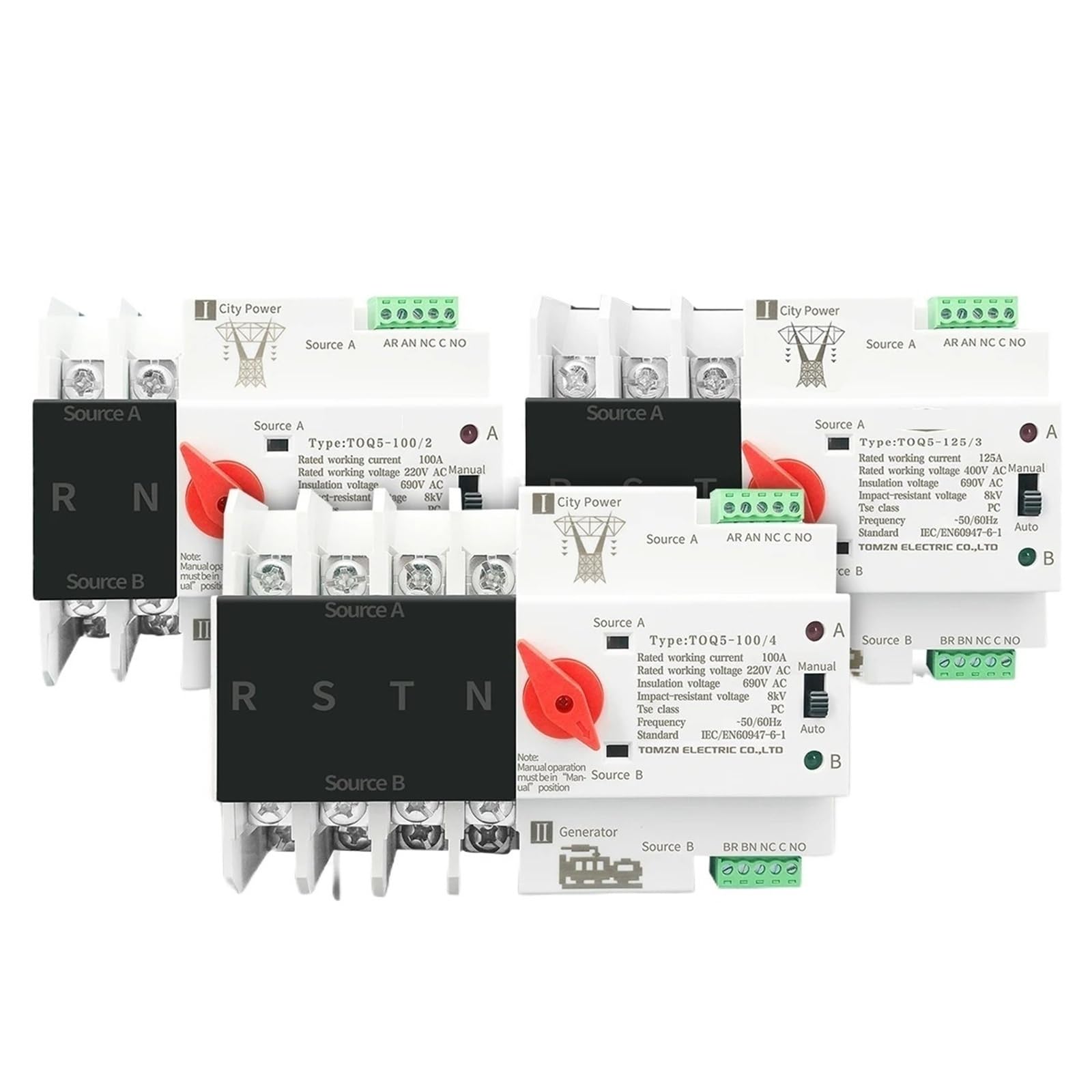 YFHGULBTK Din Rail 2P 3P 4P ATS Dual Power Automatic Transfer Switch Electrical Selector Switches Uninterrupted 63A 100A 1Pcs(110V 100A,4P)