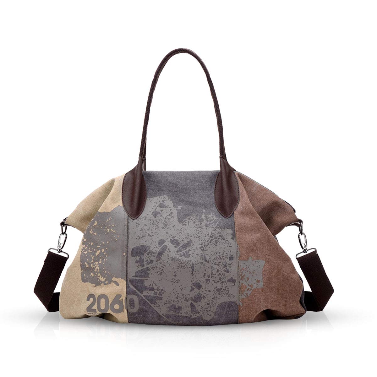 NICOLE & DORIS Canvas Damen Handtasche Henkeltaschen Tragetaschen für Frauen große Schultertasche Damen Hobo Tasche Braun