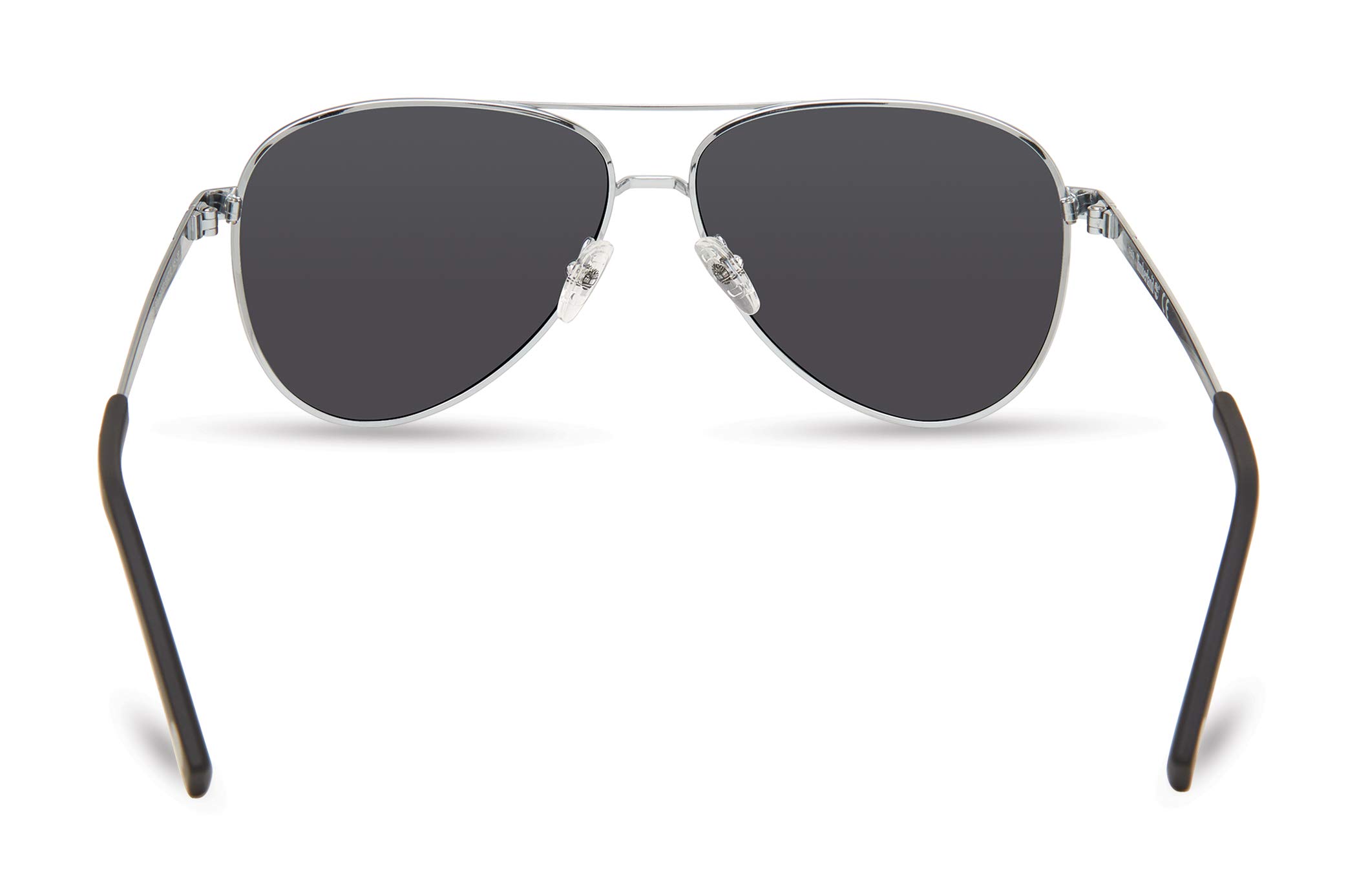 Timberland TBA9267 Herren Sonnenbrille, Casual Sonnenbrille aus leichtem Metall, Pilotenform, Rauch polarisierte Gläser, glänzendes Gewehrgrau.