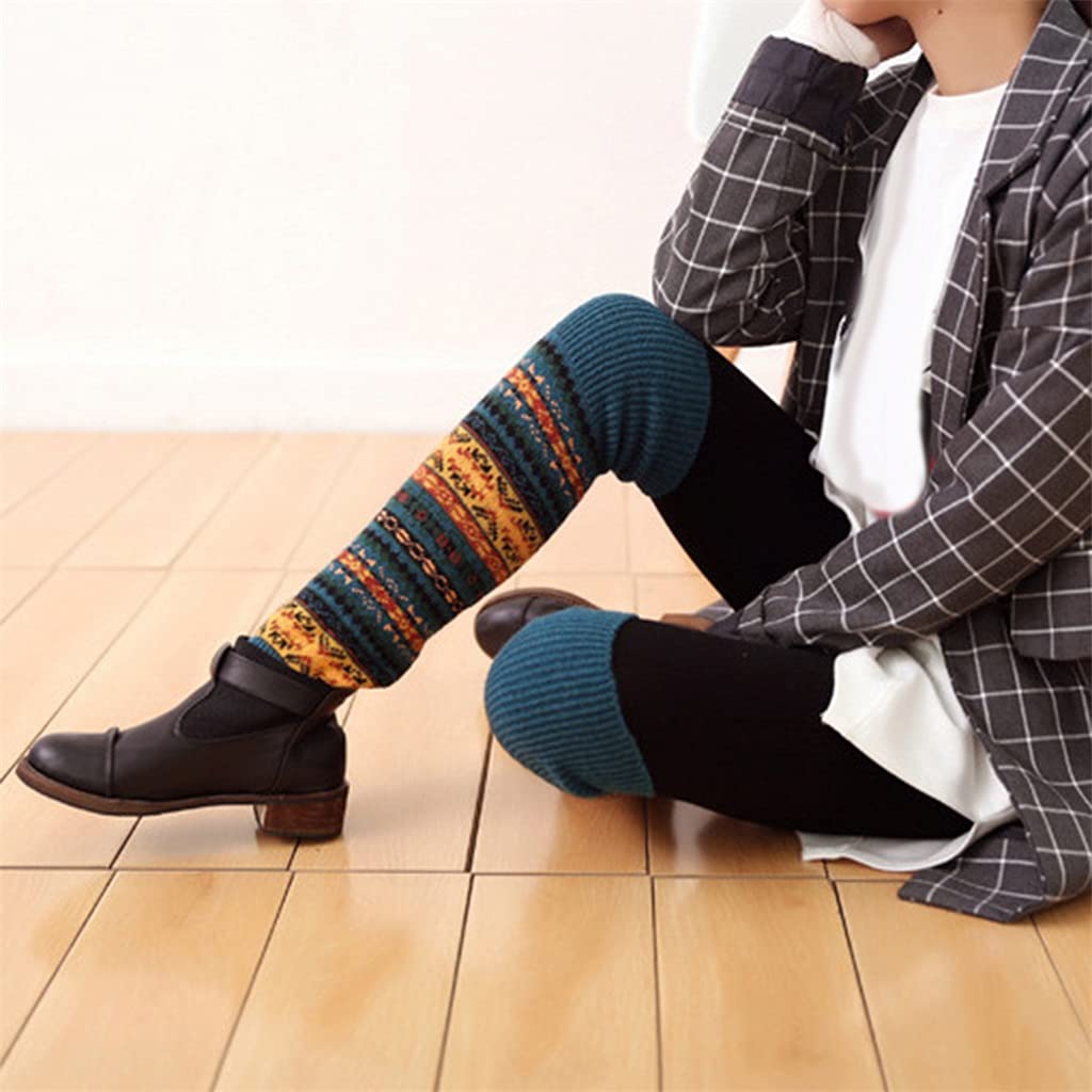 ACiyD Moda Mujer Invierno Cálido Calentadores de Pierna Larga Bota hasta la Rodilla Calcetines de Ganchillo de Punto Calcetines Largos de Bota (Color : B, Size : One Size) (A One Size)