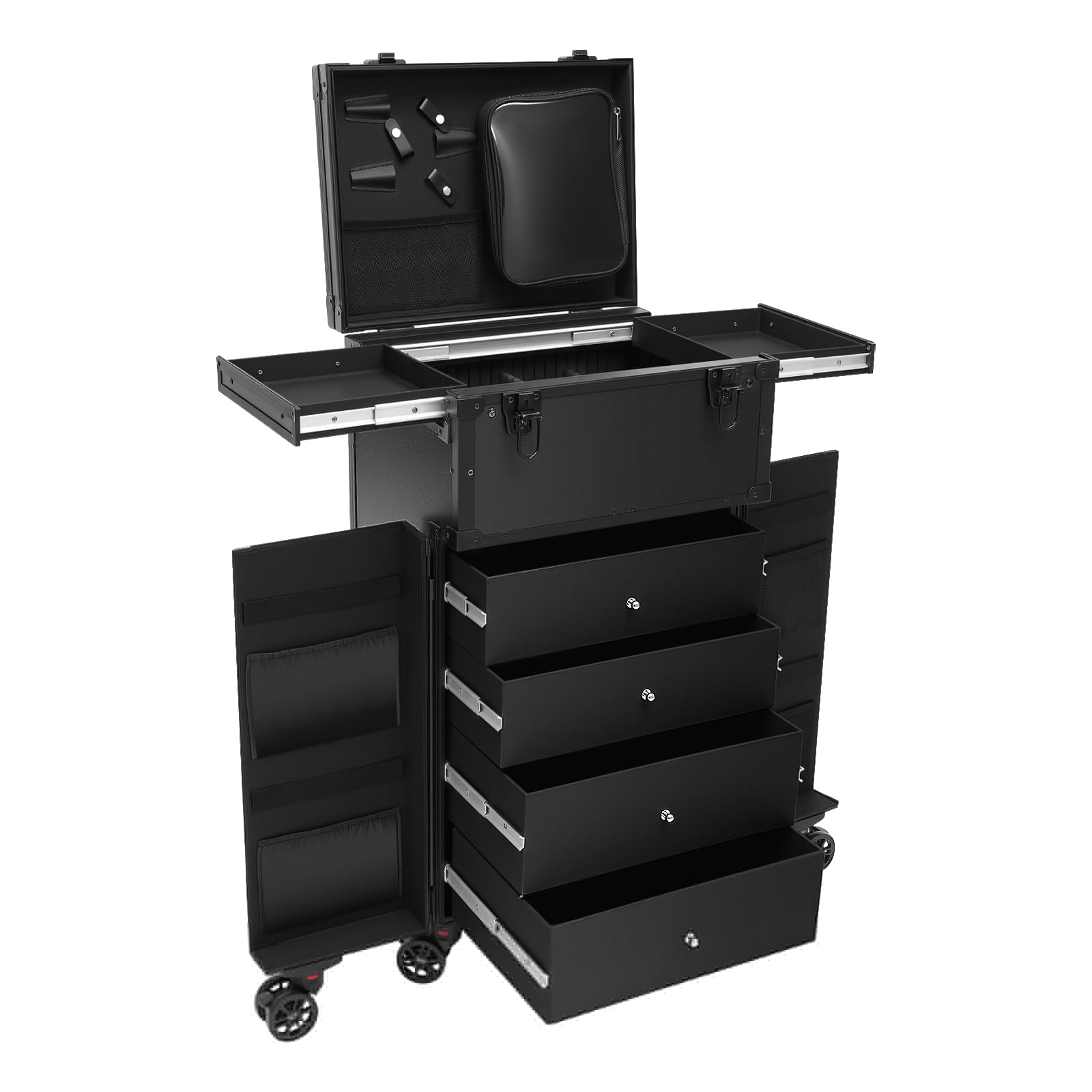 LTIGOAW Rolling Makeup Case, Professional Makeup Storage Travel Case, Hairdresser Beauty Luggage Case, Hair Salon Cosmetic Handcart