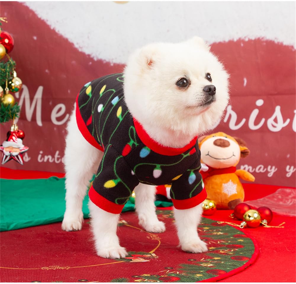 Confezione da 2 Abiti Natalizi per Cani - Costume Natalizio per Animali Domestici - Maglione Natalizio in Pile per Cuccioli - Caldi e Morbidi Vestiti Natalizi per Cuccioli Abbigliamento per Animali