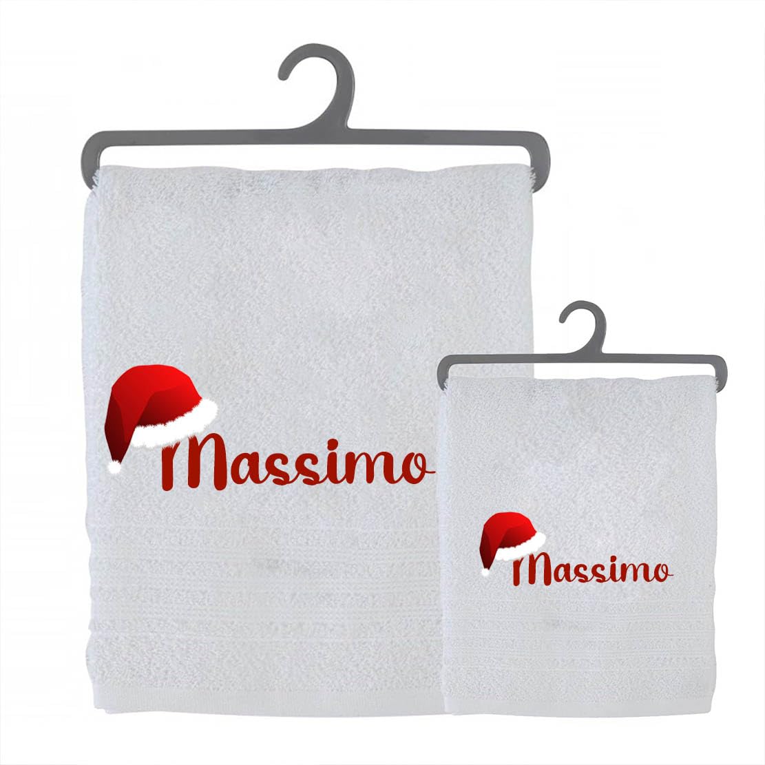 Set 2 Asciugamani Bagno Personalizzati 100% cotone Made in Italy Asciugamano Viso e Ospite Bianco Con Stampa Personalizzata Idea Regalo Bagno Doccia Biancheria Casa Bambino Bebè Orsetto Con Nome 3