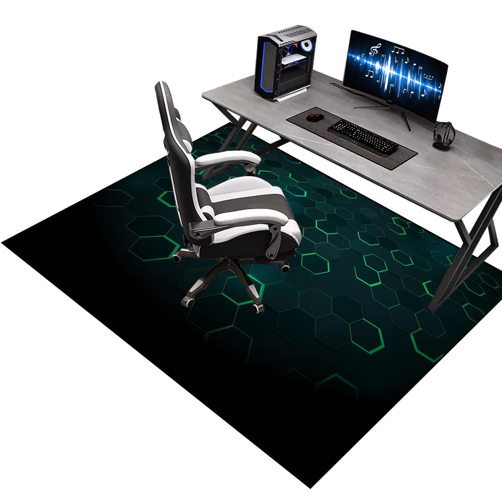 80 x 120 cm Office Gaming Chair Mat for Carpet, Office Chair Carpet Protector Mat Carpeted Floor, Gaming Floor Protectors for Rolling Chairs, Desk Chair Mat for Hardwood Floor, Black Protector Rug
