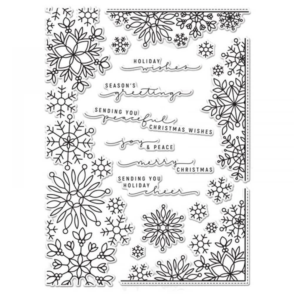 Snowaflake Cover Season's Greetings Christmas Stamps Stamps for Card Making DIY Scrapbooking Hoilday Wishes, Joy&Peace,Merry Christmas Transparent Silicone Seal Stamp for Paper Crafting Arts Supplies
