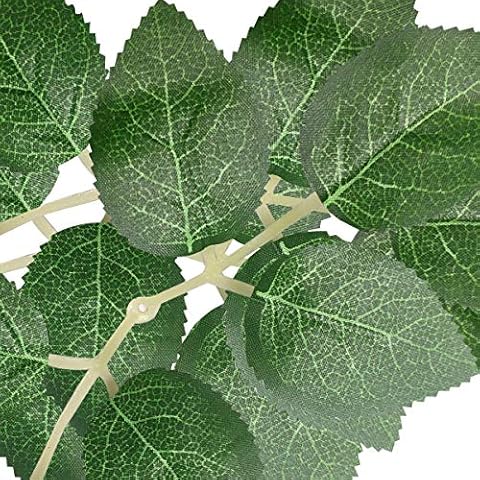 Qililandiy 60pcs Bulk Greenery Artificial Rose Green Leaves Fake Rose Flower Leaves for DIY Wedding Bouquets Baby Shower Centerpieces Party Home Decorations Cover