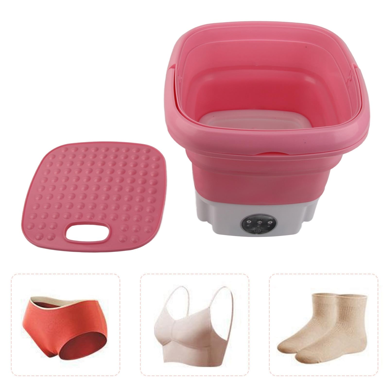 Tragbare Waschmaschine, Faltbare Mini-Waschmaschine mit Schleudertrockner und Ablaufschlauch, Tiefenreinigung, Tragbare Waschmaschine für Wohnmobil, Wohnung, Wohnheim, Reisen (Rosa)