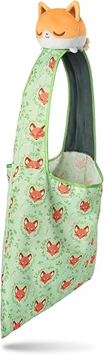 TeeTurtle - Bolsa de peluche - Zorro floral - De los creadores del peluche reversible original de pulpo - Lleva a tu amigo de peluche donde quiera