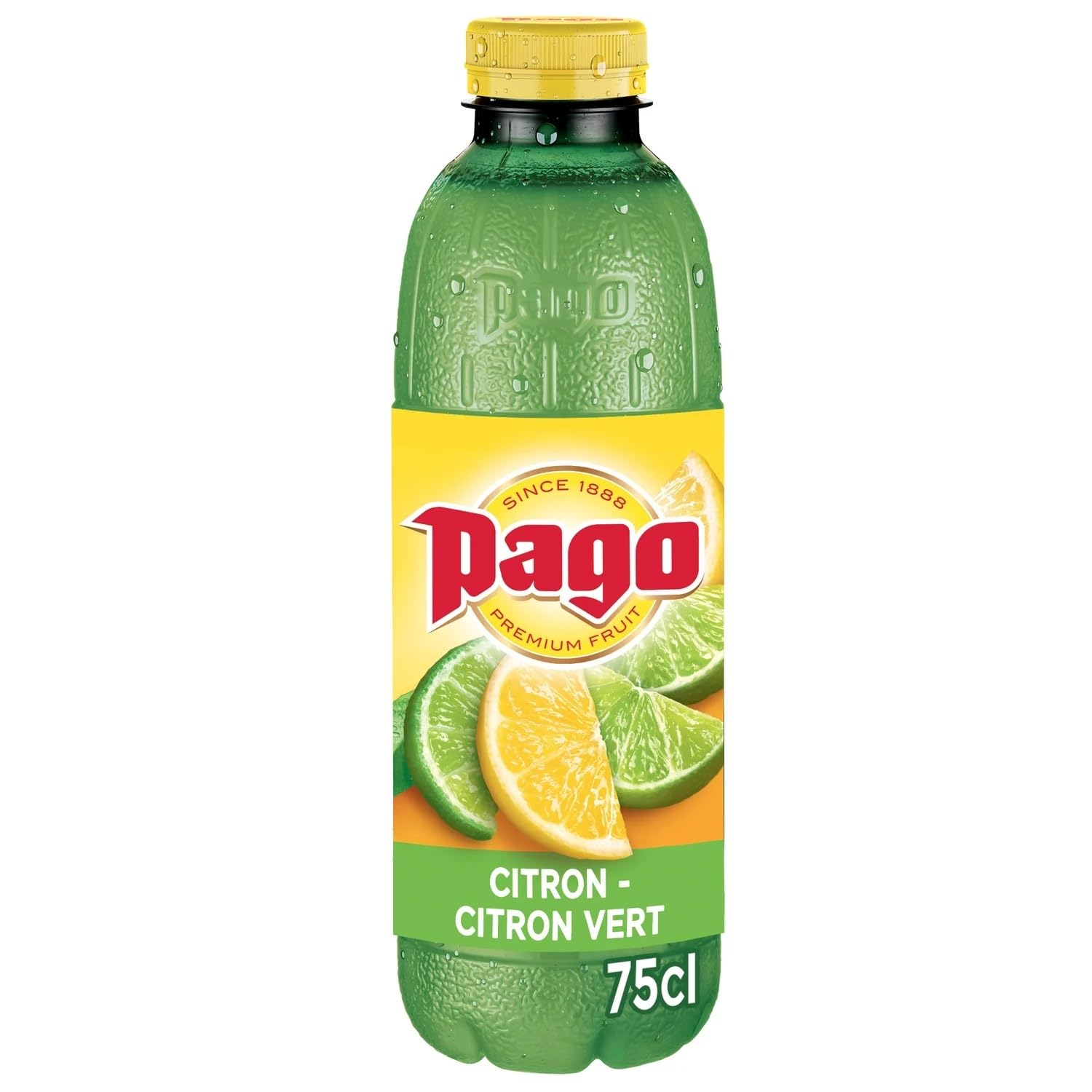 PAGO - Boisson Citron et Citron Vert Agrumes avec Pulpe de Pamplemousse - la bouteille de 75cl - Le Lot De 4