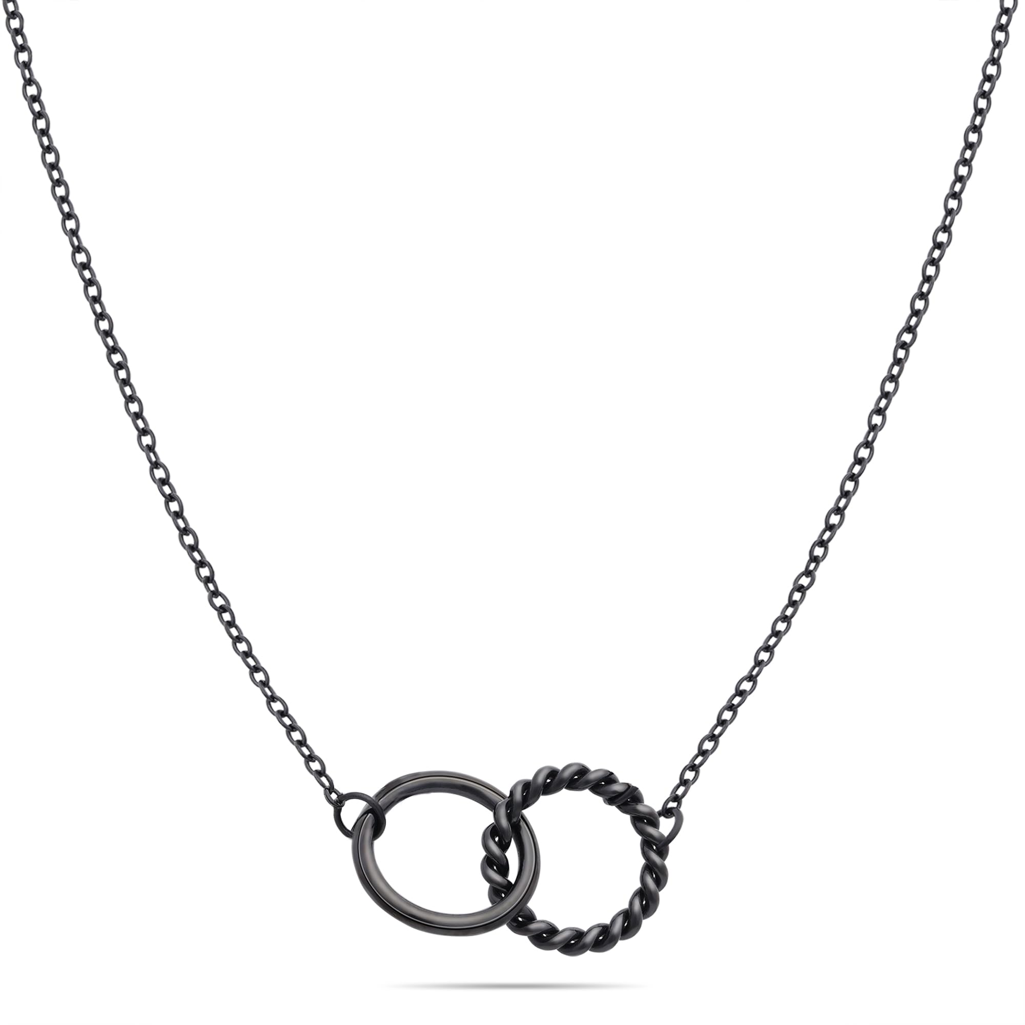 Tamaris Halskette für Damen, Halsschmuck mit Infinity Anhängern, wasserfest aus Edelstahl, Schwarz