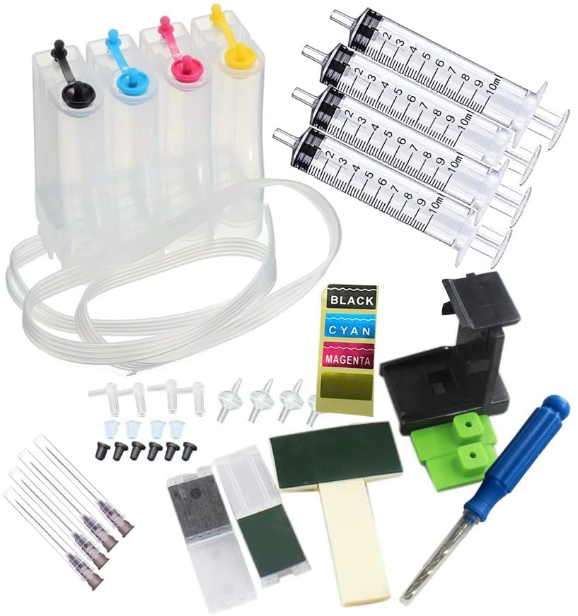 Image of CANOFF CISS Ink Tank Refill Kit Compatible with Canon 810 /811, 740 /741, 745 /746 Black & Color Cartridges|CMYK Ink,Syringes, Rubber Pads & Tools Universal Printer Maintenance System Packs