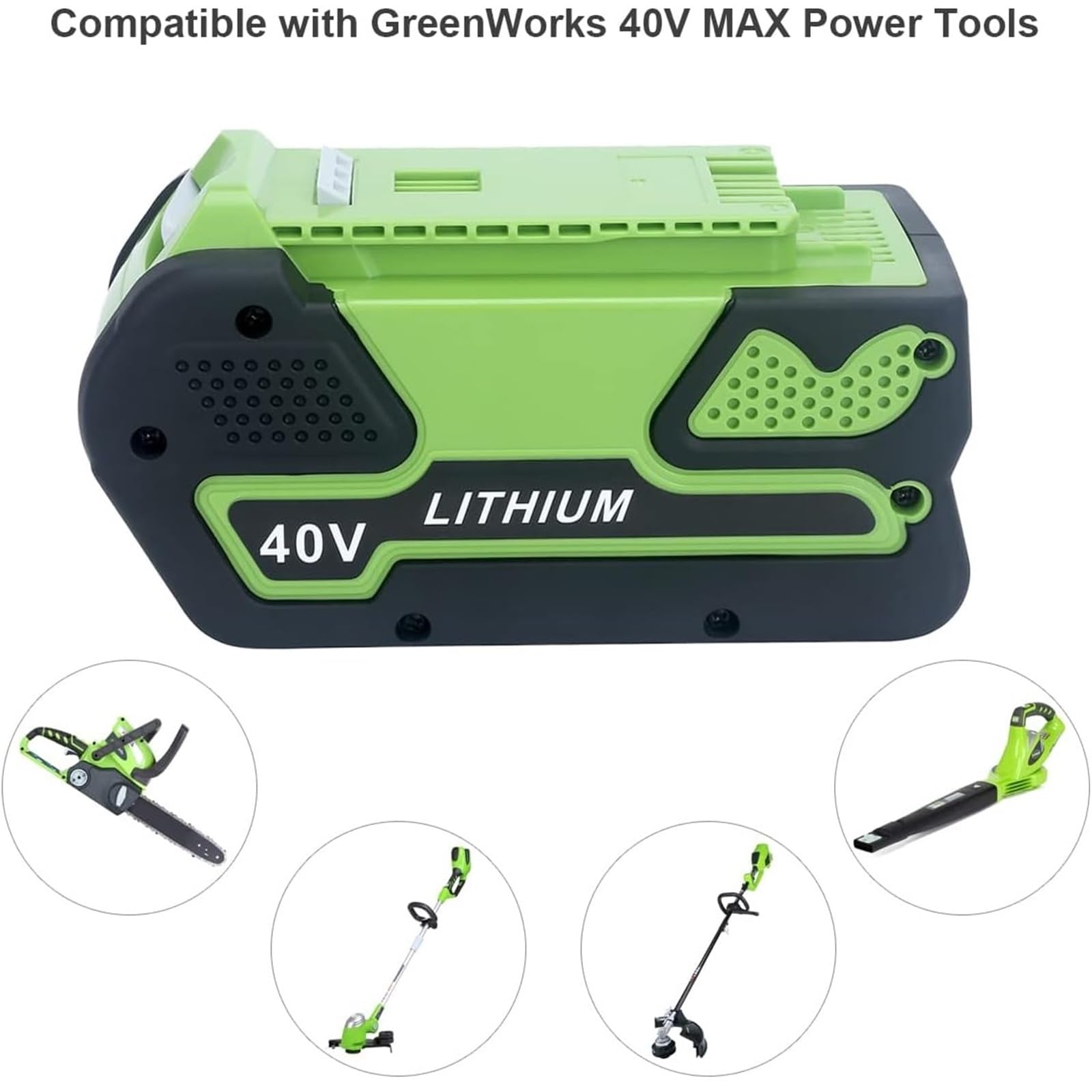 40 V, 4,0Ah, Compatible con GreenWorks G-MAX 40 V Herramientas Eléctricas Inalámbricas De Litio 20202 20302 20322 21302 21332 21362 22272 22342 24252 25223 25312 25322 27062 2500502 MO40L410