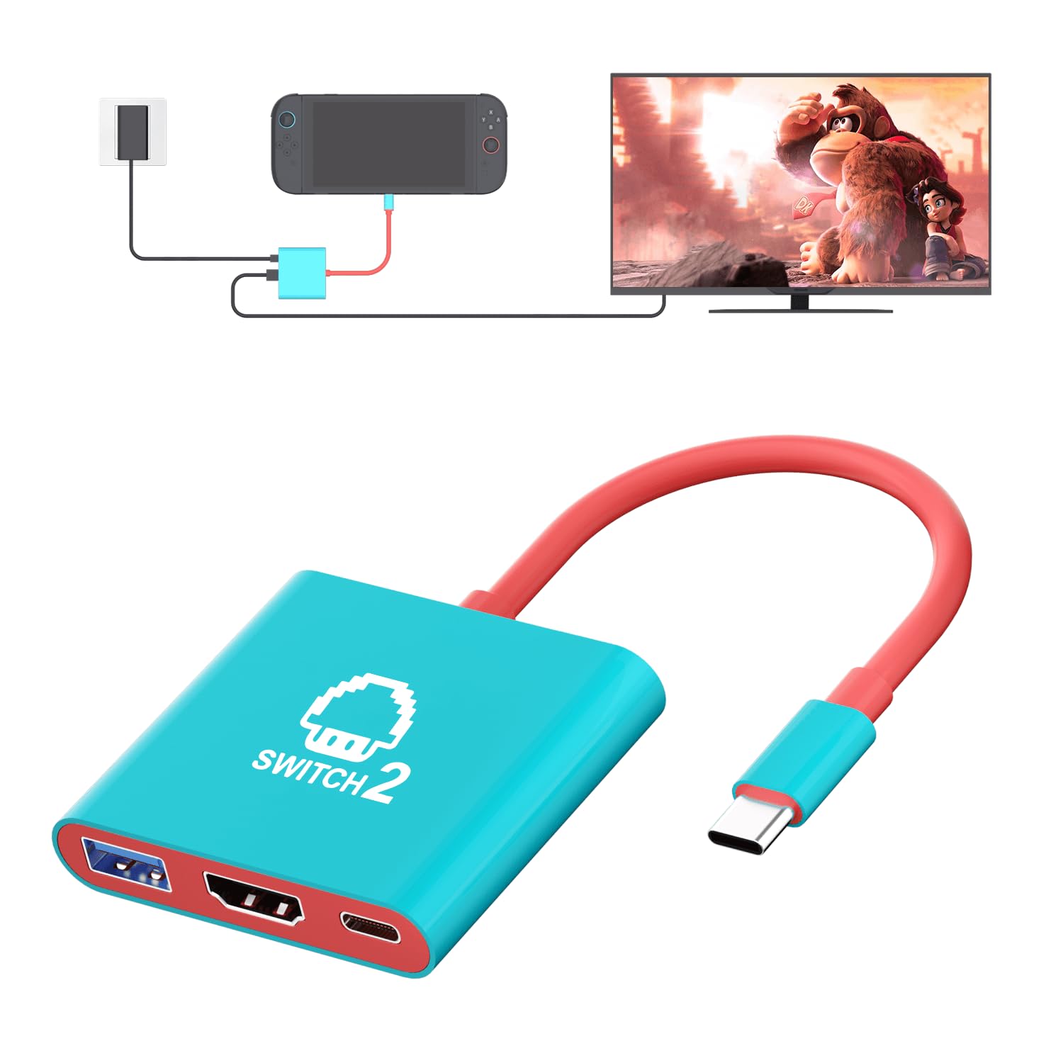 Switch 2 Dock Portable TV Dock Station for Switch Switch 2 Steam Deck ROG Ally Legion GO 3-in-1