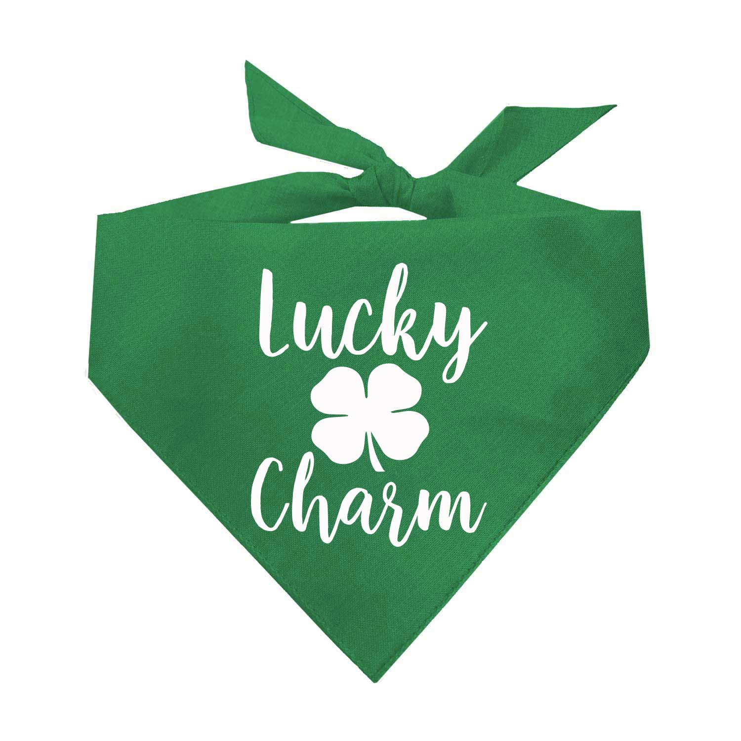 Lucky Charm Shamrock Dog Bandana | 100% Cotton Triangle | Made in USA | Funny St. Patrick's Day Photoshoot Prop | Four Leaf Clover | Drinking Bar Parade Event Or Party | Green X-Small (67)