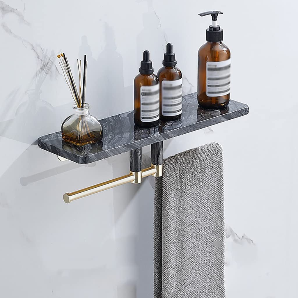 NPQPNAFC Shower Caddy Marble Copper Storage Rack Toilet Washstand Cosmetic Storage Rack Kitchen Shelves Wall Mounted Holde Organizer