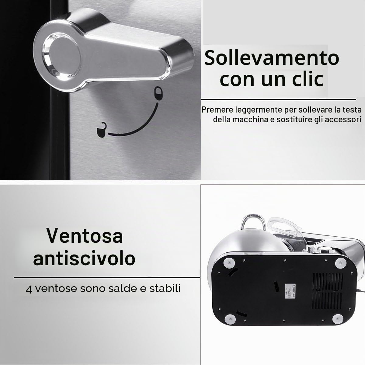 Royal Swiss® Impastatrice Planetaria Professionale 2800W 16L XXXXL – Robot da Cucina con 12 Velocità, Timer LED Touch, Ciotola Inox, Tritacarne, Gancio, Frusta – Mixer per Pane, Pizza, Dolci (16L)