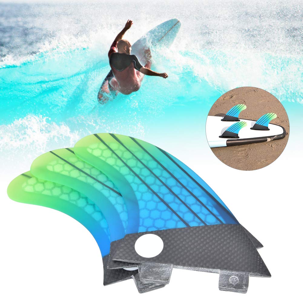 Xolsurg Fiberglass FCS G5 Stylish Blue Green Gradient Surfboard Tail Fin Flexible Surfing Accessory