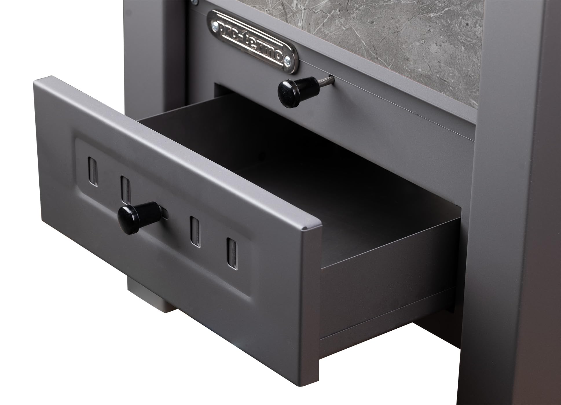 ProTermo Taurus Schwarz/Antrazit Kaminofen mit Backfach – 12kW Heizleistung - Holzofen mit Schamottstein Energieeffizienzklasse A 52 x 50 x 107cm 2 Sichtfenster