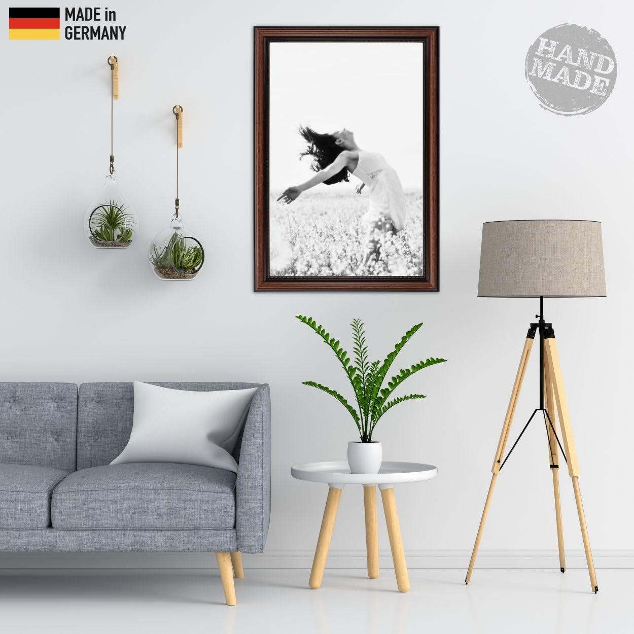 N°66 Barock Bilderrahmen 20x20 cm Bildmaß, Braun, Massivholz