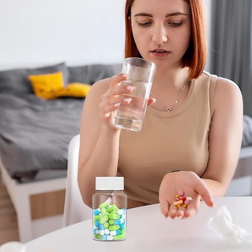 Miniatura 4 de YUXIANLB 4 botellas transparentes de píldoras de plástico para medicina, botella de reactivo vacía, dispensadores, organizadores para almacenar