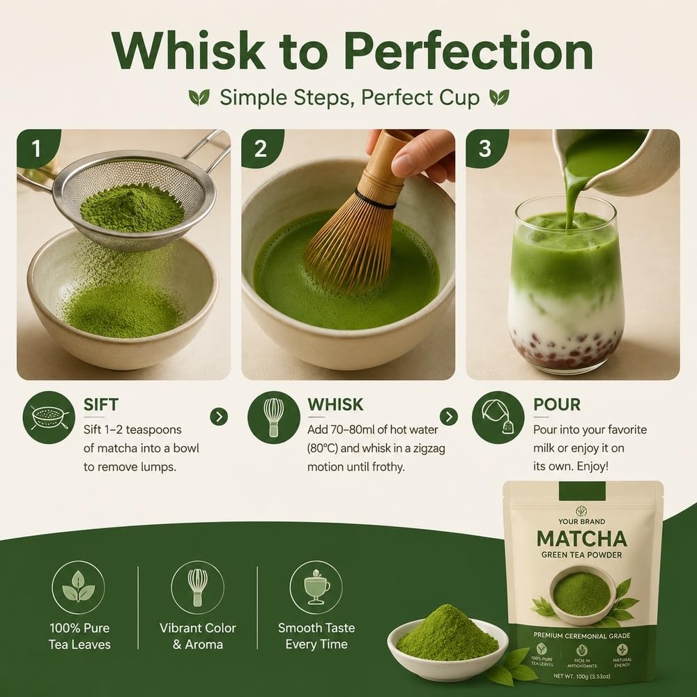 Czysty proszek Matcha, organiczny, do latte i pieczenia