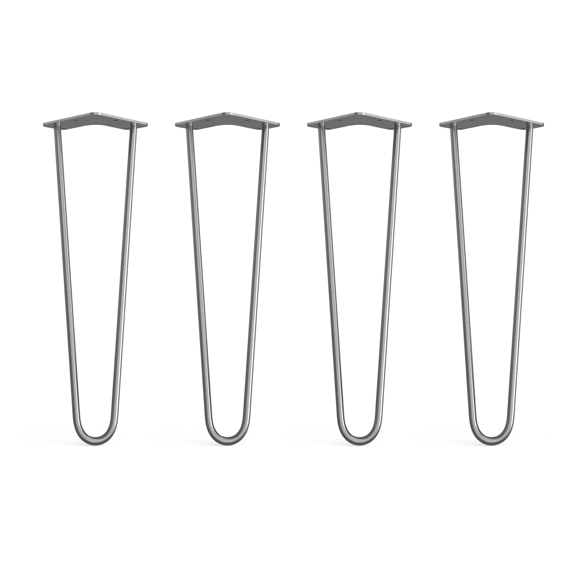 4 x Hairpin Legs from DT IRONCRAFT - 45cm 2 Rod / 10mm, Bare Steel - High Coffee Table, Side Table Legs with Floor Protector Feet & Screws