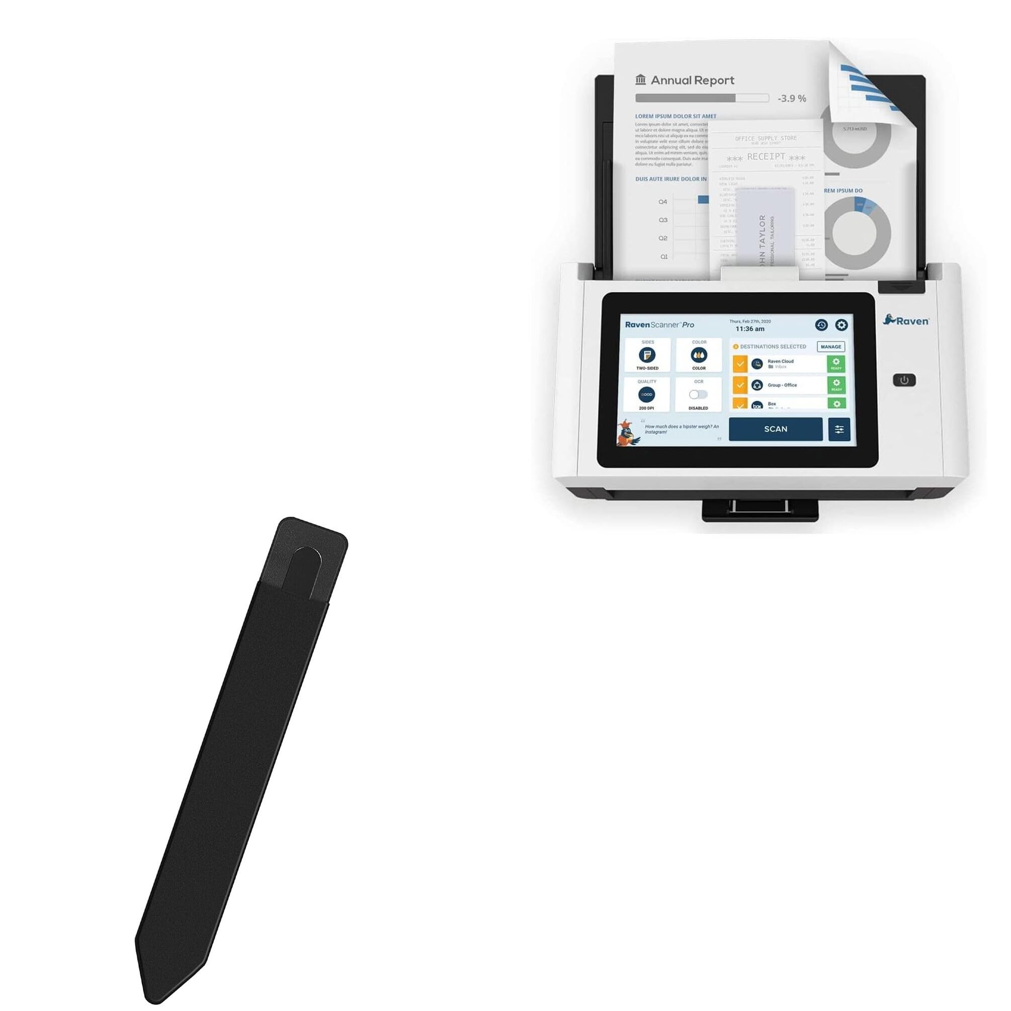 BoxWave Stylus Pouch Compatible with Raven Pro Document Scanner (8 in) - Stylus PortaPouch, Pen Stylii Holder Carrier Portable Self-Adhesive - Jet Black