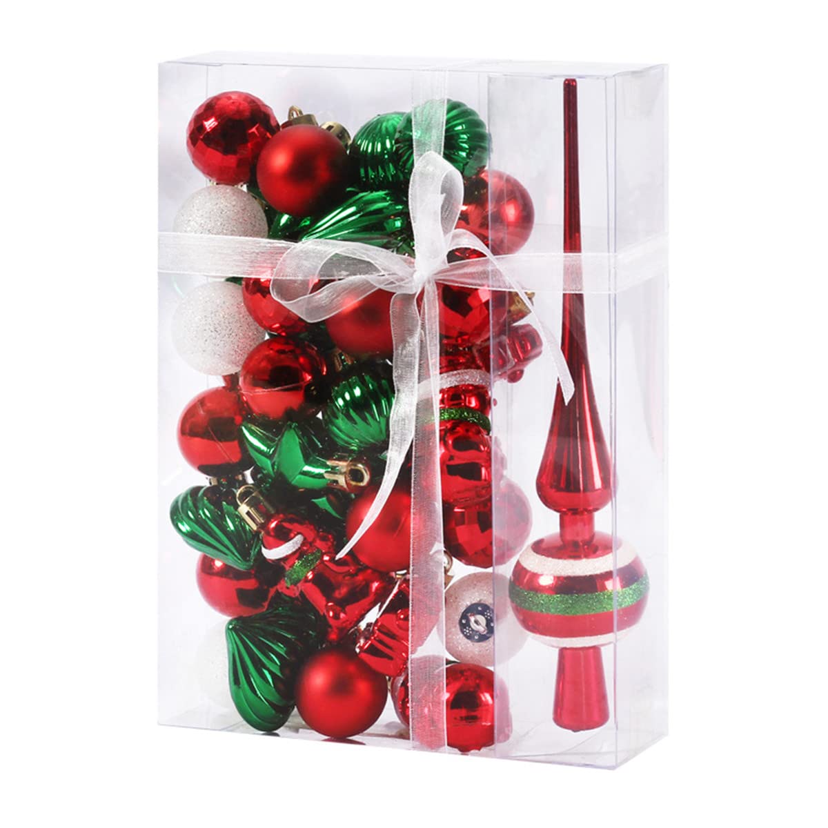 Christbaumschmuck, 34 Stück Weihnachtsschmuck Shatterproof Weihnachtskugel Ornamente Weihnachtsfeier Dekoration (Rot Grün Weiß)
