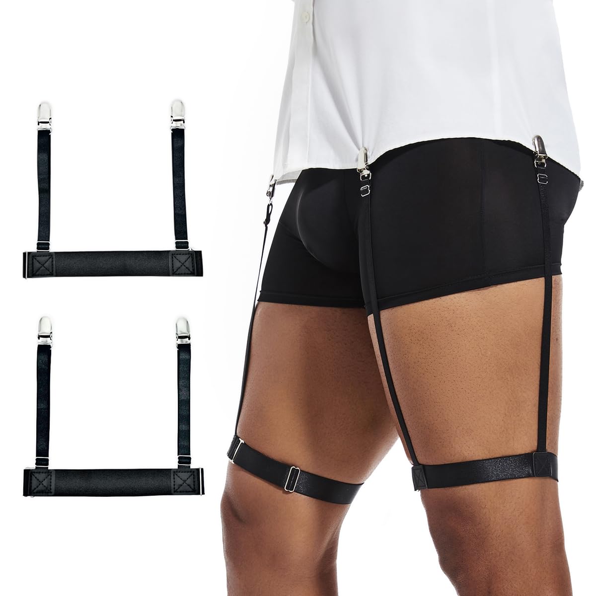 kobida Ergonomic Mens Shirt Stays, Non-slip Shirt Holders to keep Shirt Tucked in