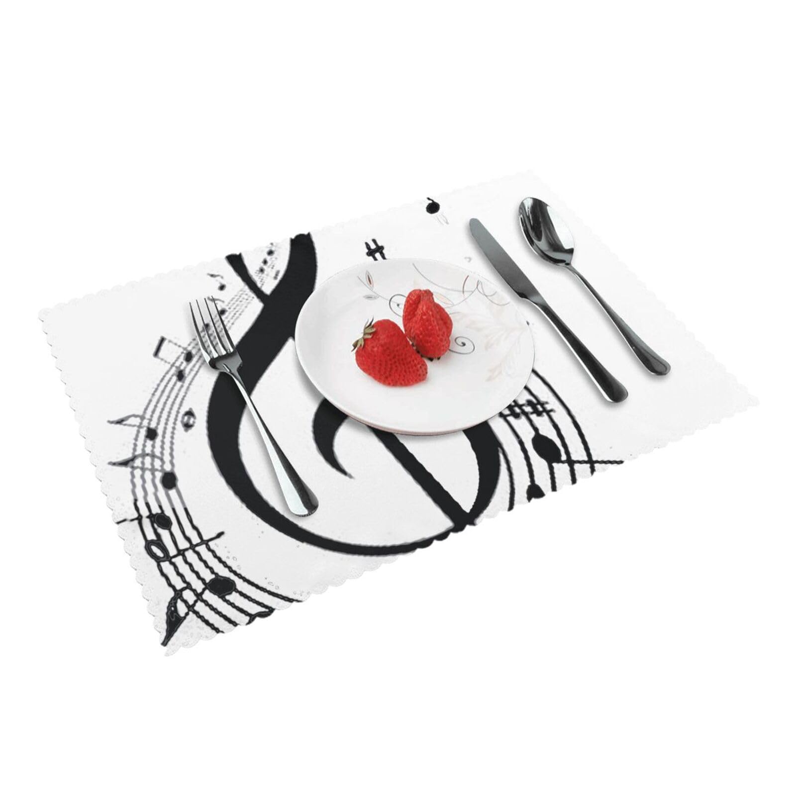 music Printed Placemats Set of 4 PCS Washable Placemat for Kitchen Table Heat-resistant Table Mats 45x30 CM