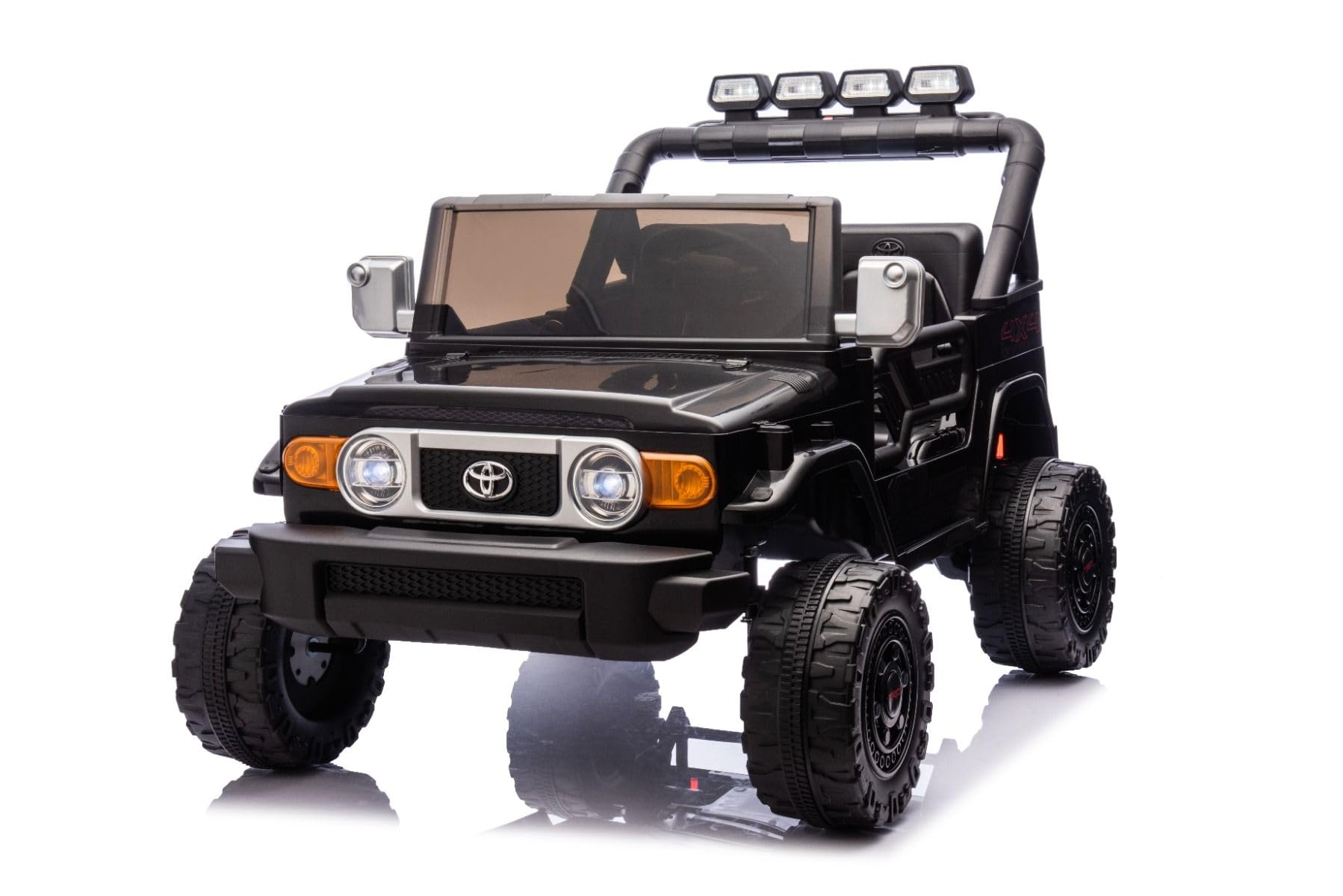 RIRICAR 4x4 Voiture électrique Enfants 2 Places Toyota FJ Cruiser XXL, sous Licence, Noir, Batterie Lithium Portable, châssis surélevé, Deux sièges, Suspension arrière, télécommande 2,4 GHz