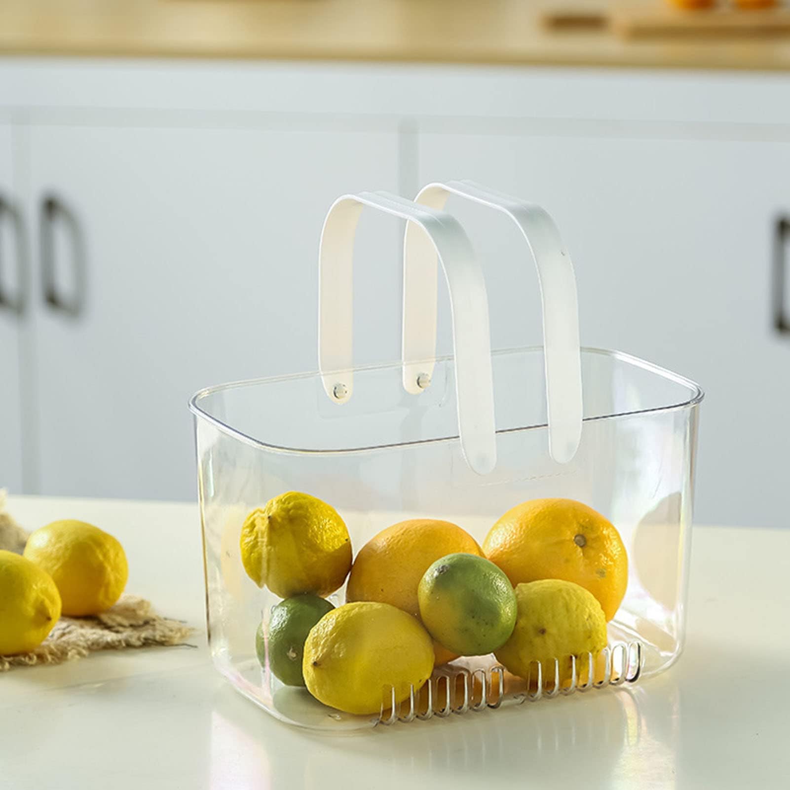 Cesto caddy doccia portatile, bidoni della doccia cesto in plastica cesto trasparente con manico di cestini di stoccaggio delle organizzatore in plastica per uso quotidiano (Bianco)