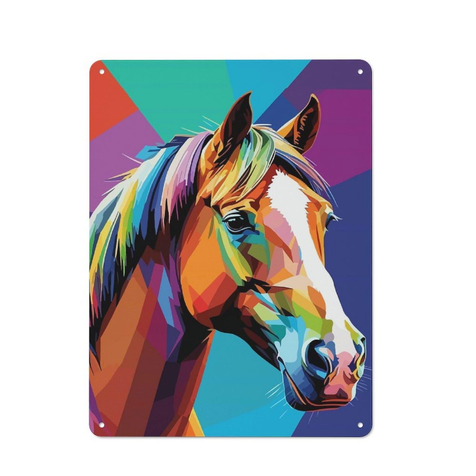 Junmoney Horse Portrait Wpap Metal Wall Sign 40X30cm Featuring For Garage Or Workshop, For Garage, Workshop And Man Cave Decoration