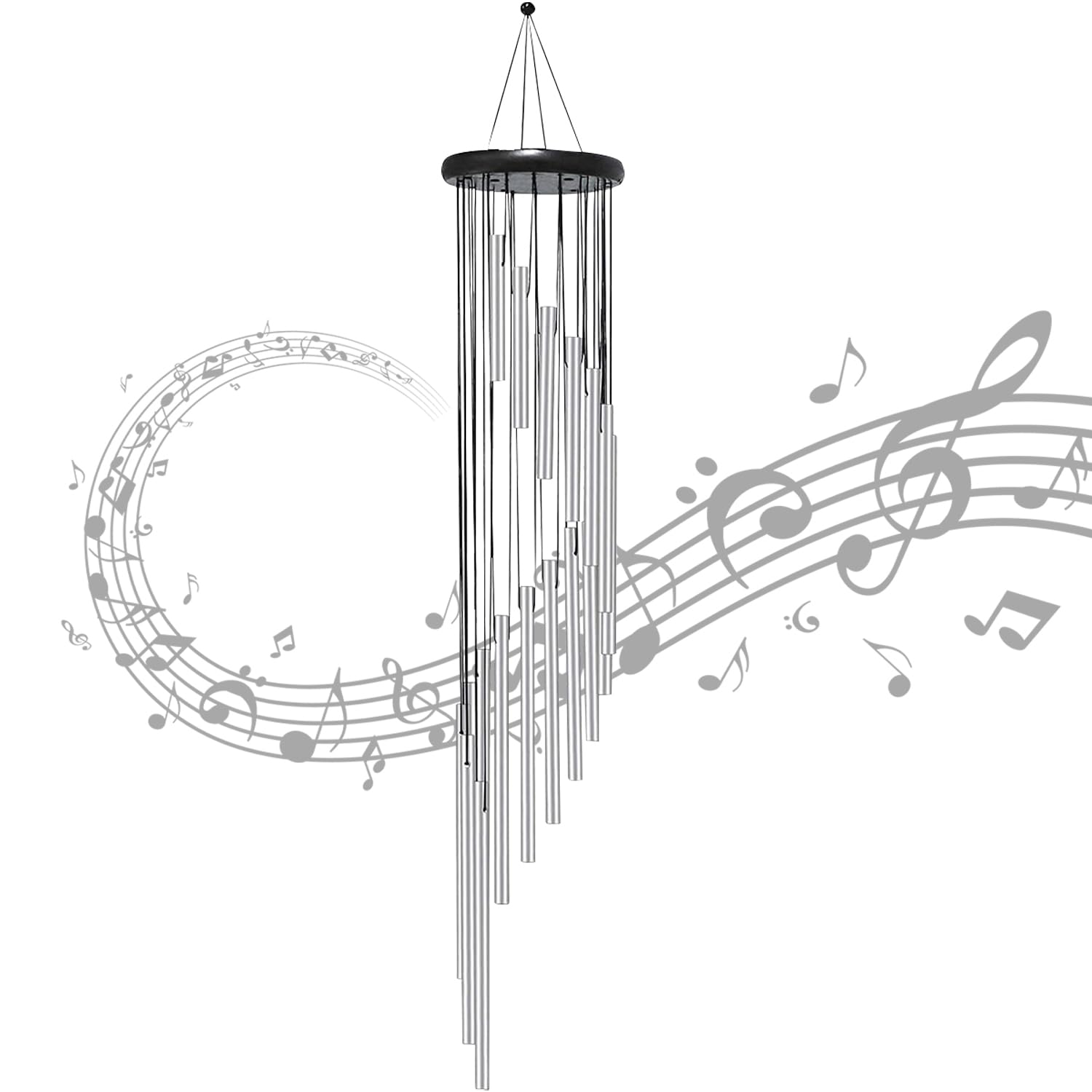 Windspiel, 18 Rohre aus Aluminiumlegierung für Garten, dekoratives Windspiel für drinnen und draußen, hängende Windspiele für Zuhause, Metall-Windspiele für Heimdekoration, Geschenk (Silber)