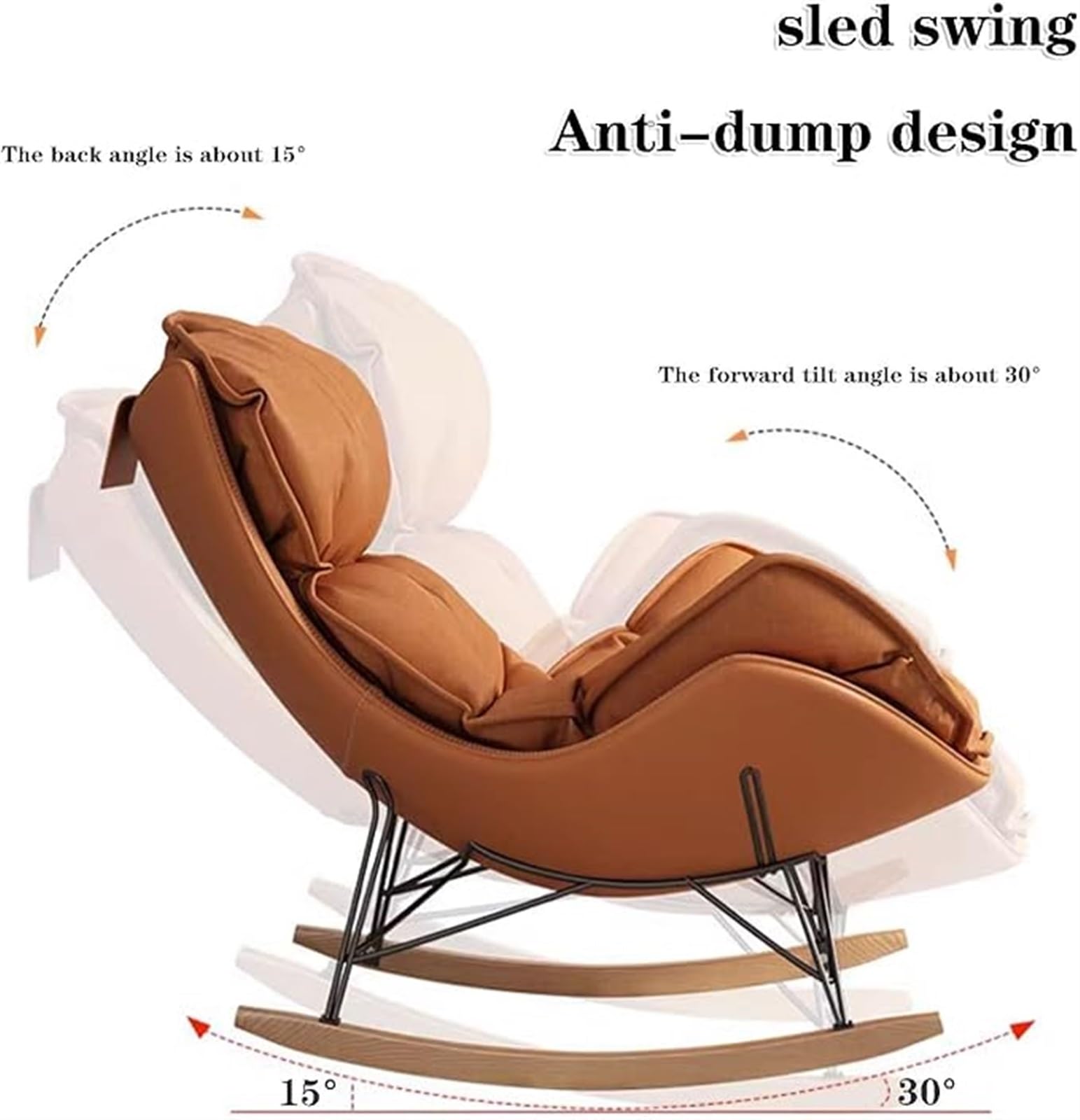 Moderna sedia a dondolo con poggiapiedi e comoda sedia reclinabile per il tempo libero per adulti Lazy Home divano singolo extra large dimensioni per balcone e area salotto, colore bianco sporco