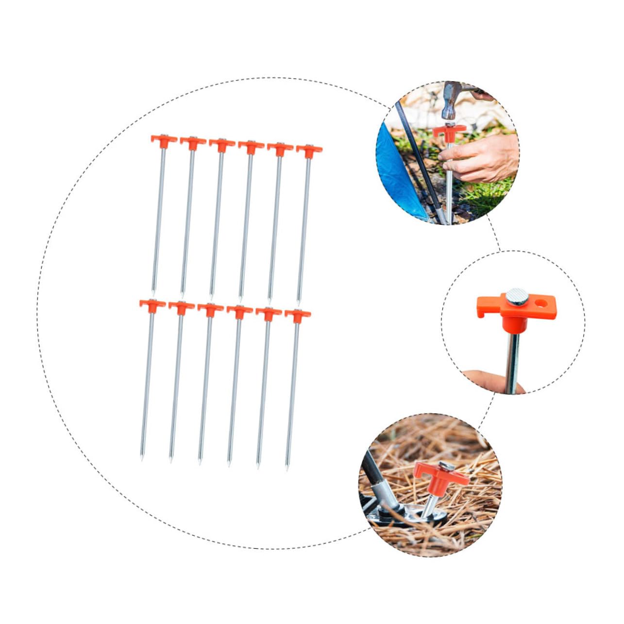 VANZACK 12 Piezas Estacas De Césped Anclas De La Tienda Estacas De Dosel Estacas para Fijar Tiendas De Campaña Estacas De Carpa De Servicio Pesado Pila Fija Acero Inoxidable Atrevido