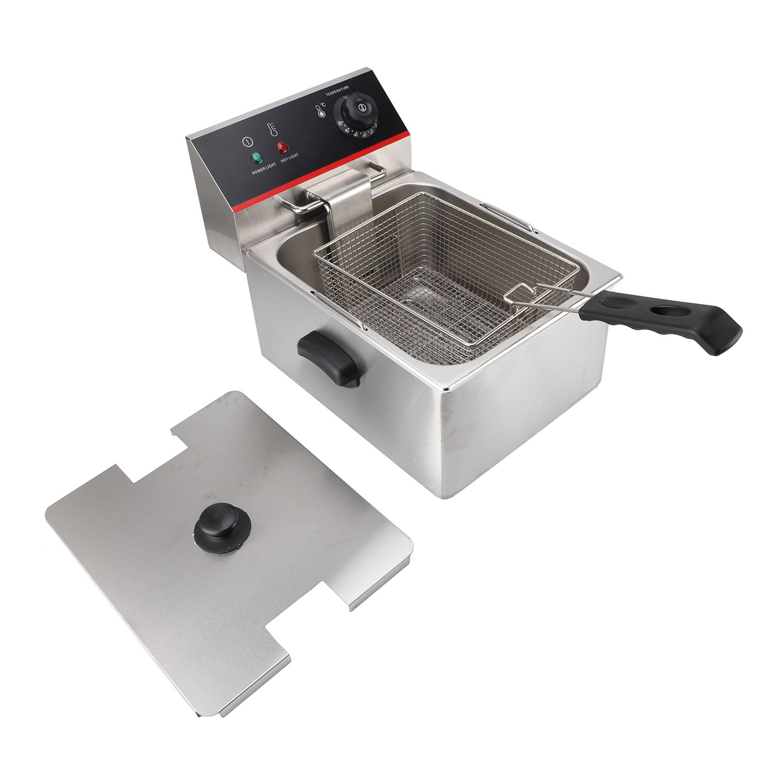Fdit Freidora Eléctrica 3000W 6L, Aleación de Aluminio con Limitador de Temperatura y Apagado Automático para Cocina de Restaurante y Hogar (Enchufe europeo 220V)