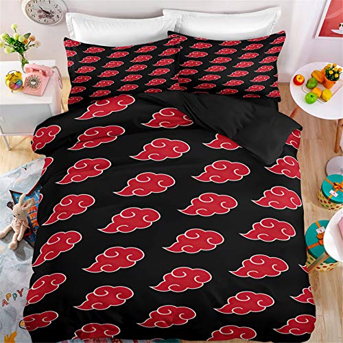 Ntioyg Kids 3D Anime Naru-to Cartoons Bedding Sets Twin Duvet Cover Sets for Boys Girls Bed Set Super Soft Comforter Cover 2Piece 1 Duvet Cover + 1 Pillow Sham(No Comforter)