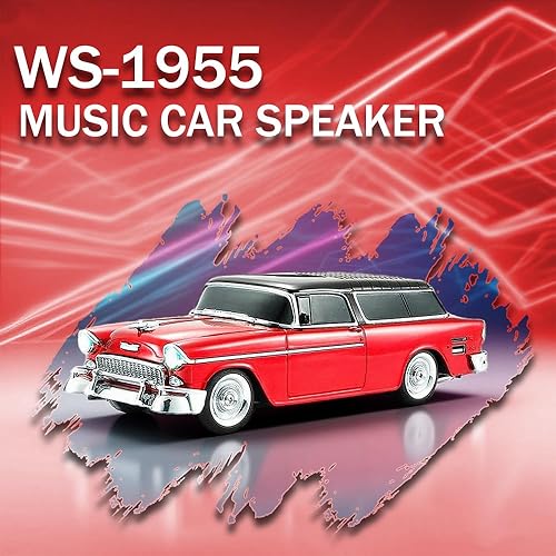 Miniatura 7 de WS-1955 Retro Sedan Altavoz Bluetooth  Sonido HD, Radio FM, TWS estéreo, luces LED de fiesta, reproducción USBTF, micrófono manos libres  Decoración