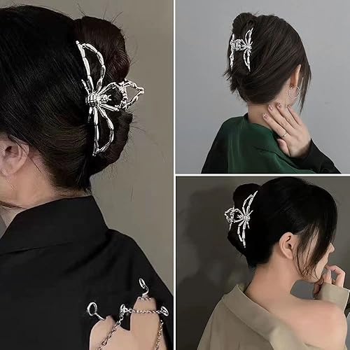 Miniatura 10 de Pinzas de pelo de metal plateado para mujer, accesorios para el cabello grueso gótico para cabello grueso, pinzas para el cabello antideslizantes,