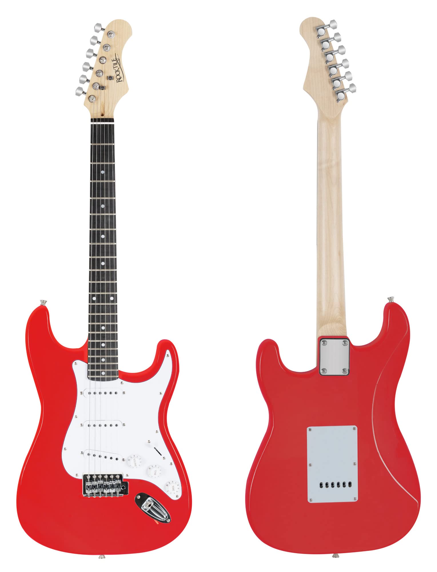 Rocktile Banger's Pack Set Chitarra Elettrica Rosso - Kit Completo per Chitarre Elttriche con Amplificatore 25W, Custodia Morbida, Cavo, Tracolla, Tremolo, Plettri - Red Highgloss