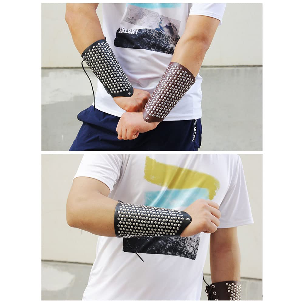 Brazales Anchos Cuero para Hombres Guantes Medievales Pulsera Brazalete Punk Accesorios Vestuario Renacentista